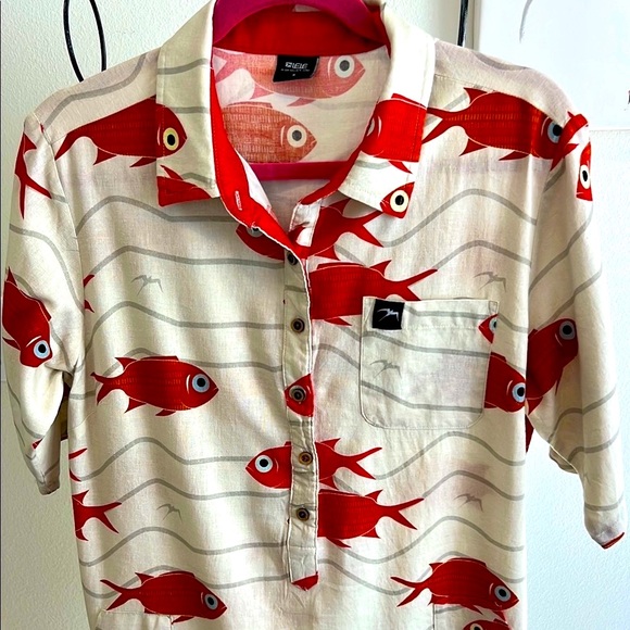 Fish Print midi Dress. Size S. - Picture 2 of 8